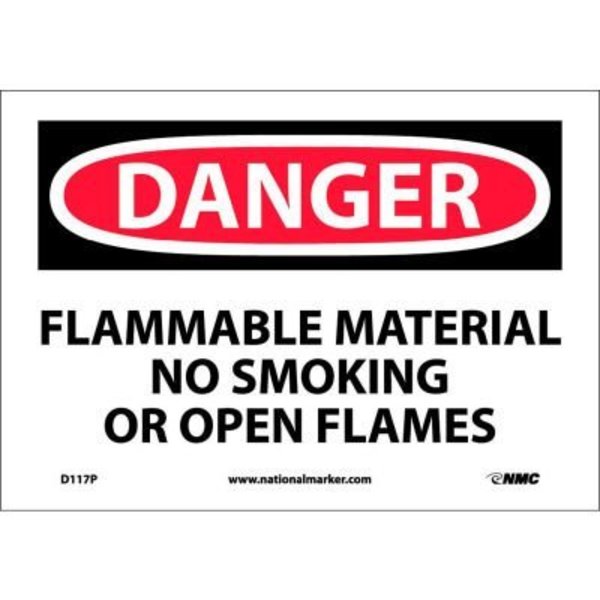 Nmc Signs With Safety Message Legend-Danger Flammable Material No..., D117P D117P